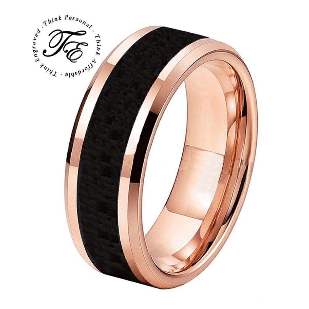 Men's Rose gold and Black Ceramic Wedding Ring - Wedding Ring For Guys